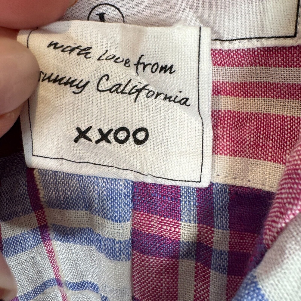 Frank & Eileen Barry Large Pink Purple White Linen Relaxed Button-Up Shirt Italy - Picture 5 of 12